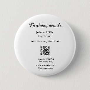 Geburtstagsdetails 10. Geburtstagsscanner QR-Websi Button
