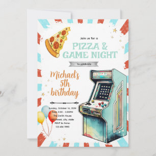 Geburtstagseinladung Arcade und Pizza-Party Einladung