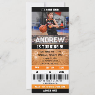 Geburtstagseinladung Basketball-Ticket mit Foto Einladung