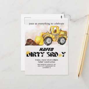 Geburtstagseinladung Bau Editable Dump Truck Postkarte