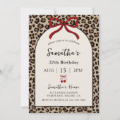 Geburtstagseinladung Bow Coquette Leopard Gepard Einladung (Vorderseite)