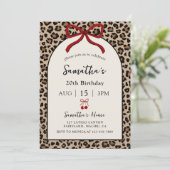 Geburtstagseinladung Bow Coquette Leopard Gepard Einladung (Stehend Vorderseite)