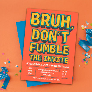 Geburtstagseinladung 'Bruh Don't Fumble the Ball' Einladung