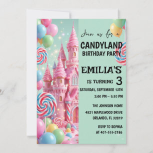 Geburtstagseinladung Candy Land Party Kinder Einladung