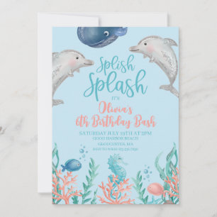 Geburtstagseinladung Delfin unter dem Meer Einladung
