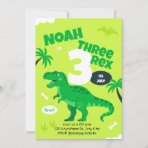 Geburtstagseinladung Dinosaurier 3. für Jungen