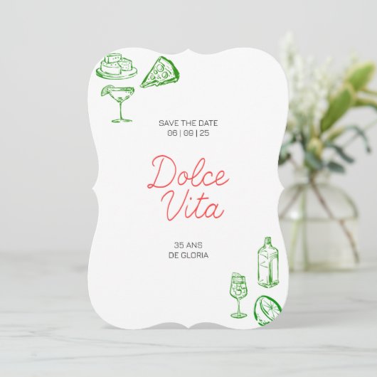 Geburtstagseinladung Dolce Vita Einladung (Stehend Vorderseite)