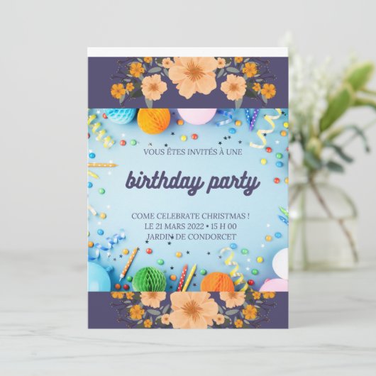 Geburtstagseinladung Einladung (Stehend Vorderseite)