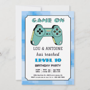 Geburtstagseinladung für den blauen Gamer Einladung