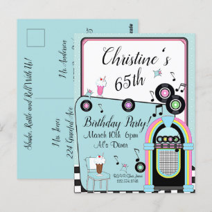 Geburtstagseinladung für ein 1950er-Jahre-Diner fü Postkarte