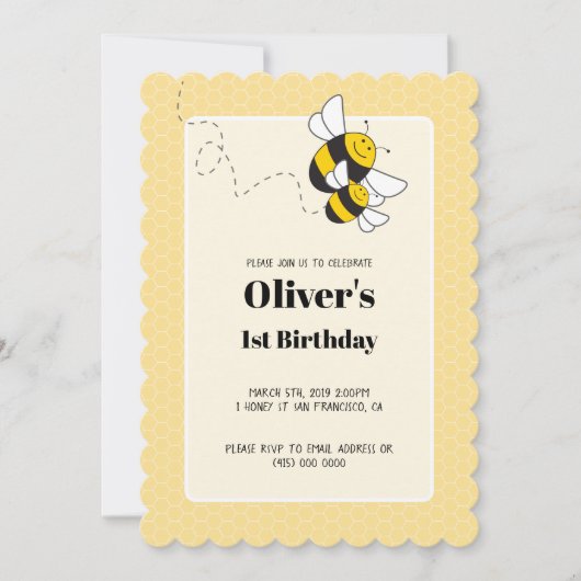 Geburtstagseinladung für Hummeln Einladung (Vorderseite)