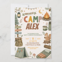 Geburtstagseinladung für Jungen mit Camping-Thema