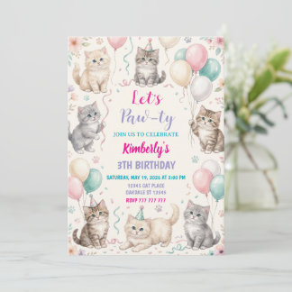 Geburtstagseinladung für Katzen Kitten-Party Pawty Einladung