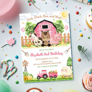 Geburtstagseinladung für Kinder Bauernhof Tiere Einladung
