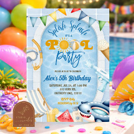 Geburtstagseinladung für Kinderpoolparty Einladung