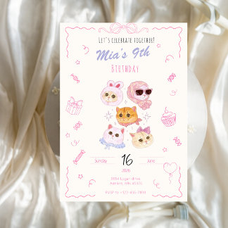 Geburtstagseinladung für Kitty Girl  Einladung