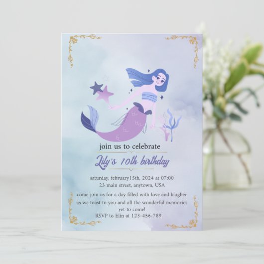 Geburtstagseinladung für Mädchen (Stehend Vorderseite)