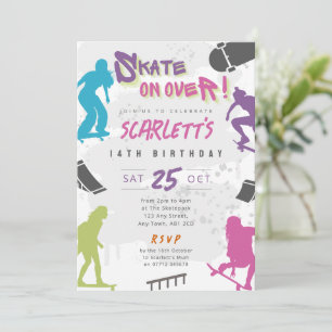 Geburtstagseinladung für Mädchen-Skateboard-Party Einladung