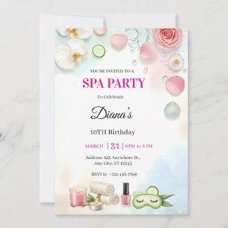 Geburtstagseinladung für Mädchen-Spa-Party | Verwö Einladung