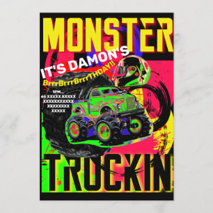 GEBURTSTAGSEINLADUNG FÜR MONSTER TRUCK EINLADUNG