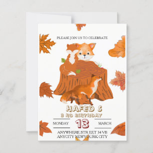 Geburtstagseinladung für Waldtiere: Herbstwald  Postkarte