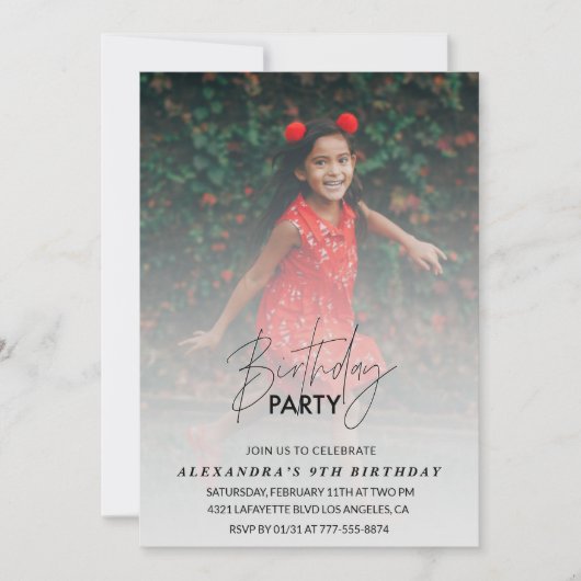 Geburtstagseinladung Geburtstagsparty Foto Grau Einladung (Vorderseite)