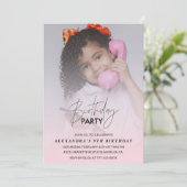 Geburtstagseinladung Geburtstagsparty Foto pink Einladung (Stehend Vorderseite)