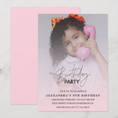 Geburtstagseinladung Geburtstagsparty Foto pink Einladung (Vorne/Hinten)