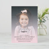 Geburtstagseinladung Geburtstagsparty Foto pink Einladung (Stehend Vorderseite)