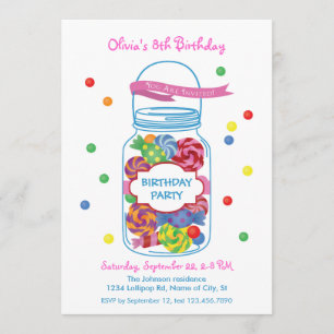 Geburtstagseinladung im Candy-Mason-Glas-Design Einladung