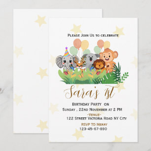 Geburtstagseinladung Kids Jungle Safari Party Einladung