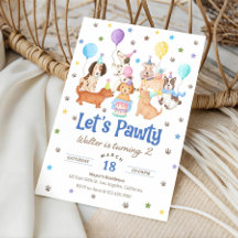 Geburtstagseinladung 'Let's Pawty Puppy Dog' für J