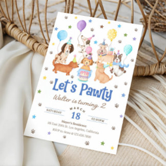 Geburtstagseinladung 'Let's Pawty Puppy Dog' für J Einladung