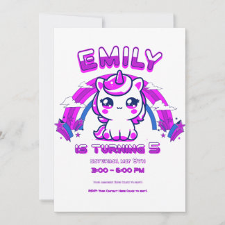 Geburtstagseinladung Mädchen Einhorn - Editierbar Einladung