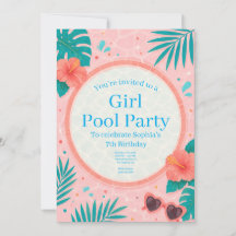 Geburtstagseinladung Mädchen-Poolparty
