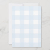 Geburtstagseinladung mit blauem Gingham-Muster Einladung (Rückseite)