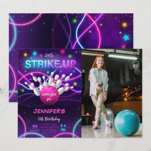 Geburtstagseinladung mit Foto zum Bowling für Mädc Einladung