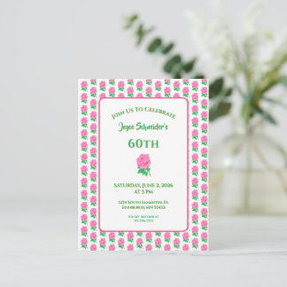 Geburtstagseinladung mit rosa Rose Postkarte