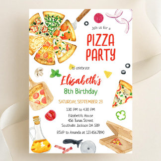 Geburtstagseinladung Pizza-Party Einladung