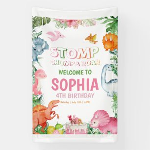 Geburtstagseinladung Rosa Dinosaurier Mädchen Dino Banner