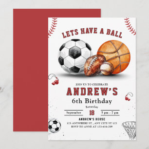 Geburtstagseinladung Sport, Basketball Fußball Soc Einladung