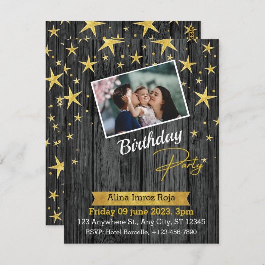 Geburtstagseinladung Standardpostkarte Postkarte (Vorne/Hinten)