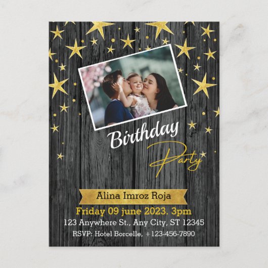 Geburtstagseinladung Standardpostkarte Postkarte (Vorderseite)