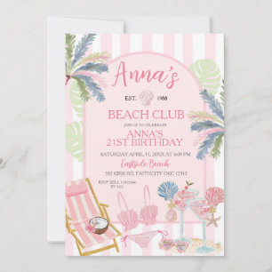 Geburtstagseinladung Stripes Preppy Beach Club Einladung