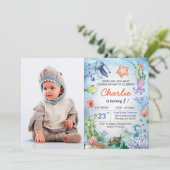 Geburtstagseinladung von Baby Hai Einladung (Stehend Vorderseite)