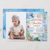 Geburtstagseinladung von Baby Hai Einladung (Vorne/Hinten)