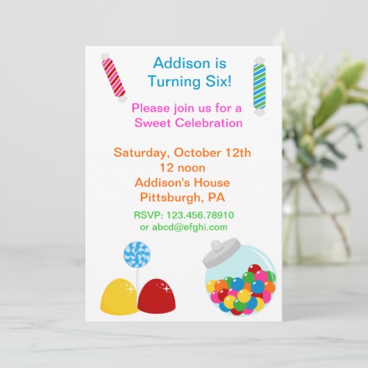 Geburtstagseinladung von Bonbonbon Einladung (Stehend Vorderseite)