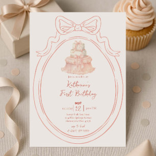Geburtstagseinladung von Kuchen und Bow Einladung