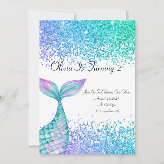 Geburtstagseinladung von Mermaid für Mädchen Einladung (Vorderseite)