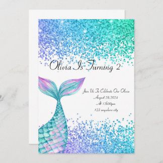 Geburtstagseinladung von Mermaid für Mädchen Einladung